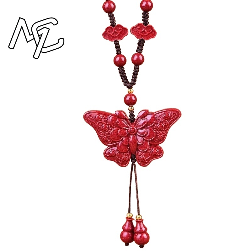 Women'S Fashion Jewellery - Mode Rot Zinnober Jade Schmetterling Anhänger