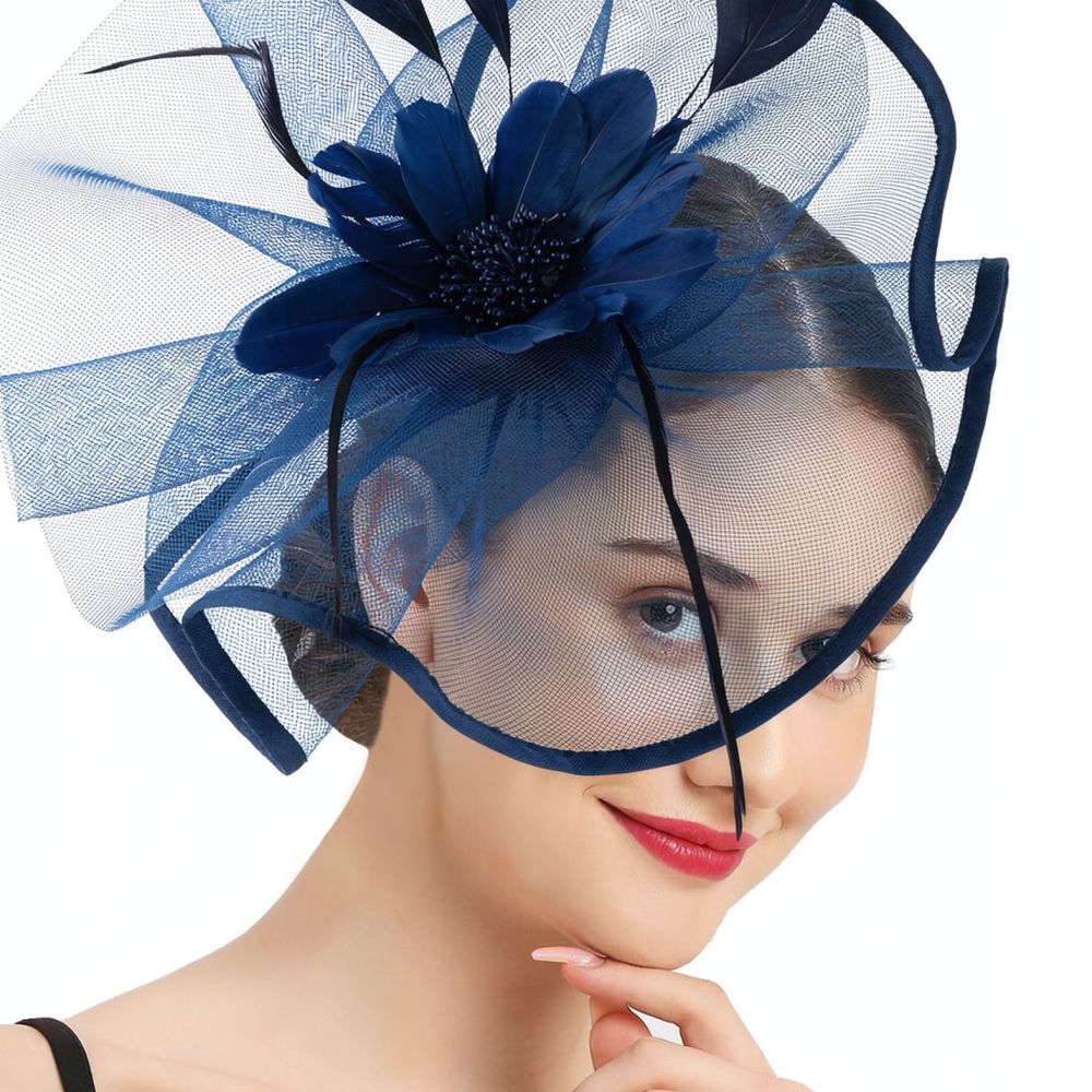 Women'S Fashion Kentucky Derby - Modisches Haaraccessoire aus Netzstoff mit Federn,