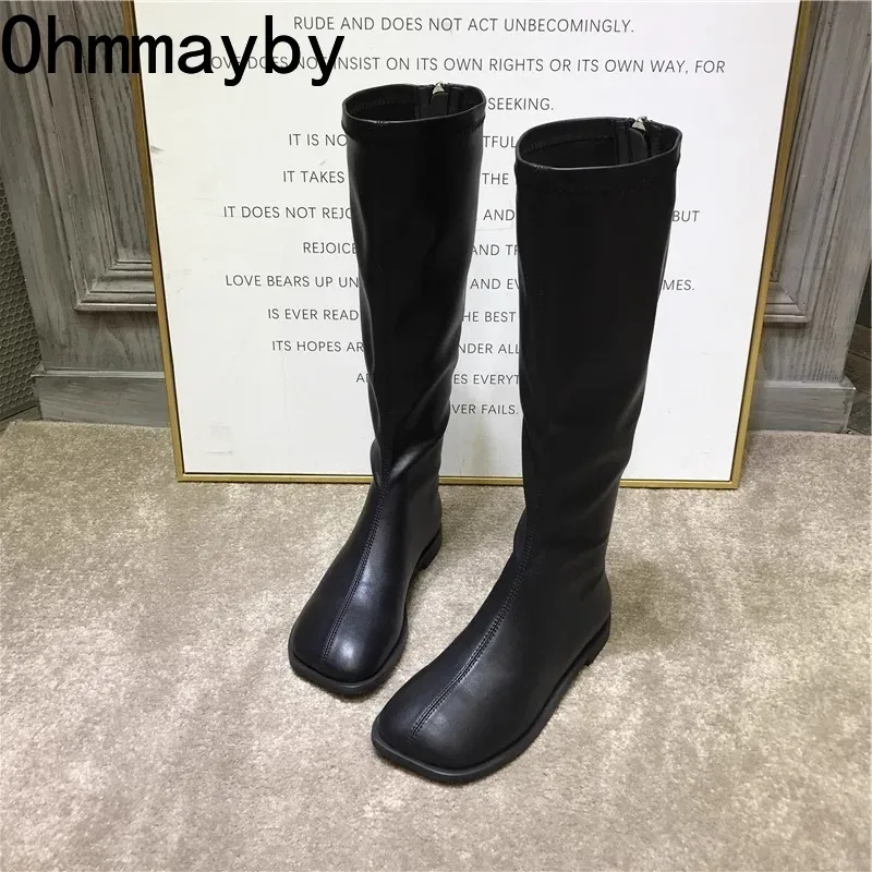 Women'S Fashion Knee High Boots - Street Style Stretch Damen Kniehohe Stiefel