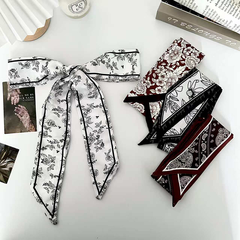 Women Fashion Necktie - Luxuriöser Damen-Seidenschal, schmal, lang, als Haarband,