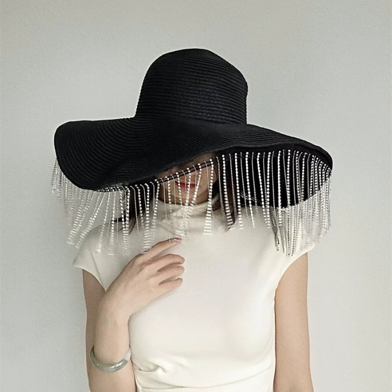 Strass-Quasten-Strohhut mit Üb – Women Fashion Photoshoot Bewertung und Preis