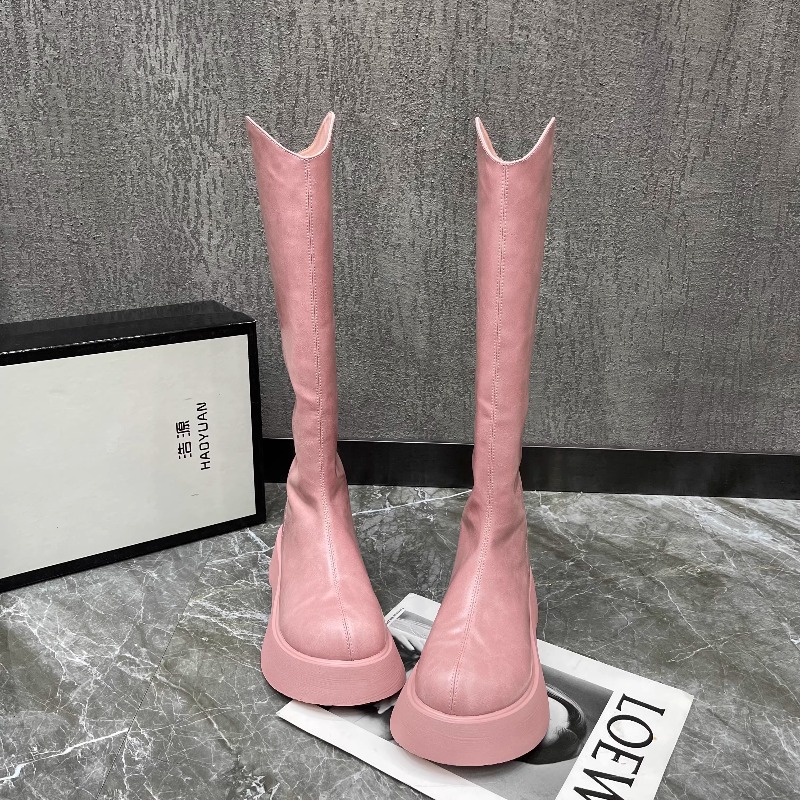 Neue, einfache, einfarbige, ru – Women'S Fashion Knee High Boots Bewertung und Preis