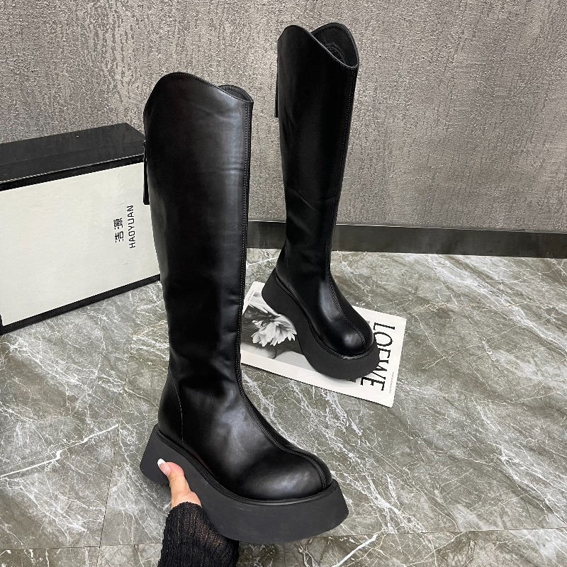 Neue, einfache, einfarbige, ru – Women'S Fashion Knee High Boots Bewertung und Preis